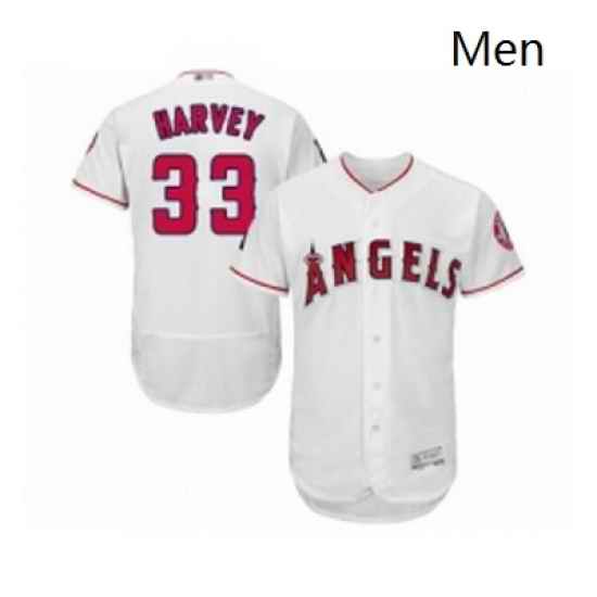 Mens Los Angeles Angels of Anaheim 33 Matt Harvey White Home Flex Base Authentic Collection Baseball Jersey